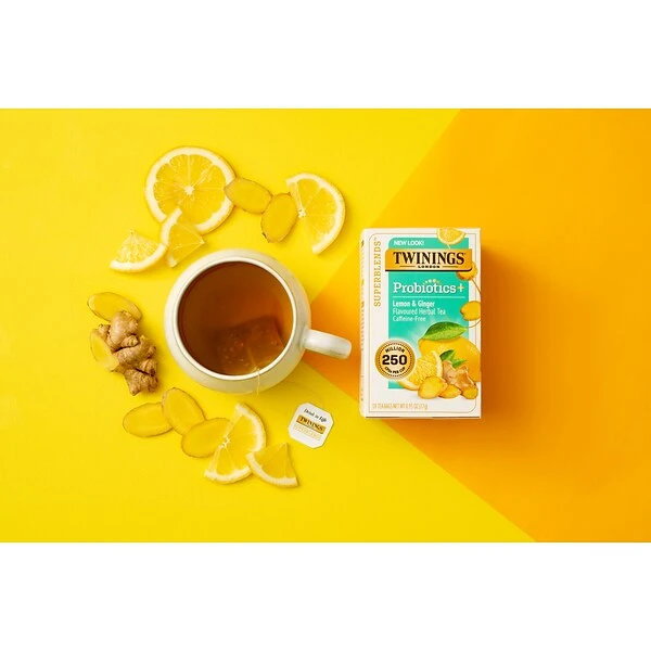 Twinings Probiotics Lemon And Ginger Herbal Tea Bags, 18/Pack (F16483) 2 Twinings Probiotics Lemon And Ginger Herbal Tea Bags, 18/Pack (F16483) - Image 2