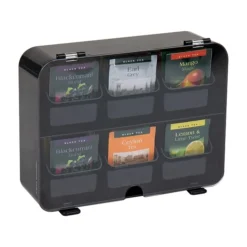 Mind Reader Foundation 6-Compartment Tea Bag Organizer, Black (HTBOX-BLK)