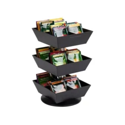 Mind Reader Anchor 12-Compartment Plastic Tea And Condiment Carousel, Black (TEASWIV3T-BLK)