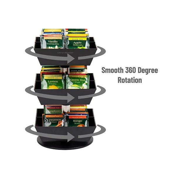 Mind Reader Anchor 12-Compartment Plastic Tea And Condiment Carousel, Black (TEASWIV3T-BLK) 2 Mind Reader Anchor 12-Compartment Plastic Tea And Condiment Carousel, Black (TEASWIV3T-BLK) - Image 2