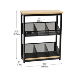Mind Reader Network Collection 6-Compartment Wire Mesh/MDF Tea Box Organizer, Black/Light Wood (MTEABH-BLK) -Bigelowining Shop 66322B2C C771 4154 BEE392AC2D1D2CAA s7