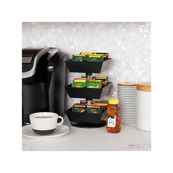 Mind Reader Anchor 12-Compartment Plastic Tea And Condiment Carousel, Black (TEASWIV3T-BLK) 4 Mind Reader Anchor 12-Compartment Plastic Tea And Condiment Carousel, Black (TEASWIV3T-BLK) - Image 4