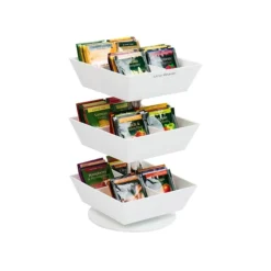 Mind Reader Hook 12-Compartment Plastic Tea And Condiment Carousel, White (TEASWIV3T-WHT)