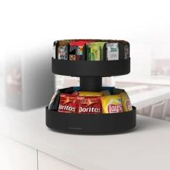 Mind Reader Supreme Lazy Susan 2-Tier Breakroom Snack Organizer; Black (SNACKCAR-BLK) -Bigelowining Shop m007046593 s7