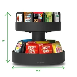 Mind Reader Supreme Lazy Susan 2-Tier Breakroom Snack Organizer; Black (SNACKCAR-BLK) -Bigelowining Shop m007046594 s7