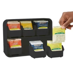 Mind Reader Clutch 6-Drawer Tea Bag Holder, Black (STBORG-BLK)