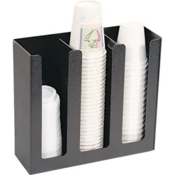 Vertiflex Cup/Lid Holder, 3 Compartment, 12-3/4"x 4-1/2 X 11-3/4", Black (VFPC-1000)