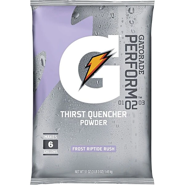Gatorade Thirst Quencher Frost Riptide Rush Powdered Sports Drink Mix, 51 Oz., 14/Carton (308-33672) 1 Gatorade Thirst Quencher Frost Riptide Rush Powdered Sports Drink Mix, 51 Oz., 14/Carton (308-33672)