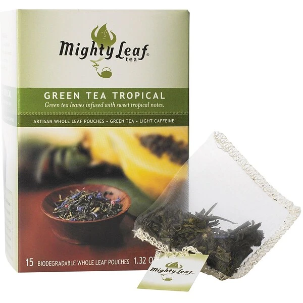 Mighty Leaf® Tea Mighty Leaf® Whole Leaf Tea Pouches, Green Tea Tropical, 15/Box 1 Mighty Leaf® Tea Mighty Leaf® Whole Leaf Tea Pouches, Green Tea Tropical, 15/Box