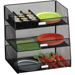 Safco® Onyx Hospitality Break Room Organizer, 3-Tier, Black (3293BL)