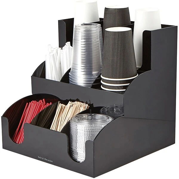 Mind Reader Acrylic 9 Compartment Condiment Organizer, Black (3LAYER9-BLK) 1 Mind Reader Acrylic 9 Compartment Condiment Organizer, Black (3LAYER9-BLK)
