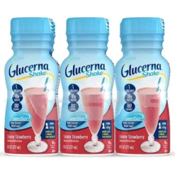 Ensure Glucerna Diabetes Nutritional Shake, Ready-To-Drink Bottles, Strawberries & Cream, 8 Oz, 24/Pack (307-00306)