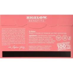 Bigelow Benefits Decaf Rose Mint Tea Bags, 18/Box (01027)