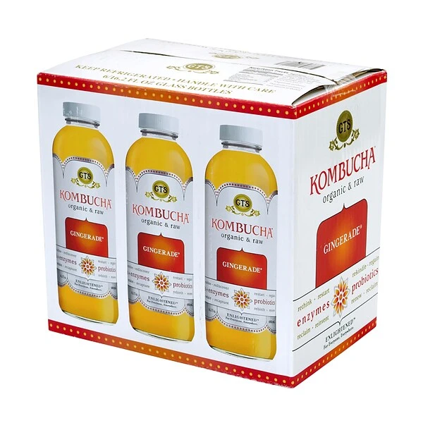 GT'S Organic Raw Kombucha Gingerade, 16 Oz., 6/Box (902-00098) 2 GT'S Organic Raw Kombucha Gingerade, 16 Oz., 6/Box (902-00098) - Image 2