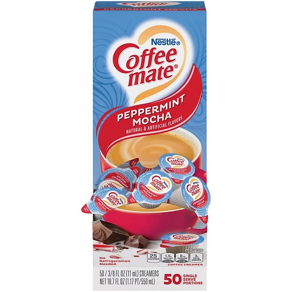 Coffee-Mate Singles Peppermint Mocha, 50 Count, 4 Pack (60602) 2 Coffee-Mate Singles Peppermint Mocha, 50 Count, 4 Pack (60602) - Image 2