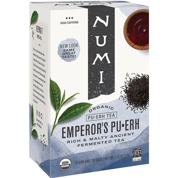Numi® Emperor's Organic Pu-erh Tea, Higher Caffeine, 16 Bags/Box 1 Numi® Emperor's Organic Pu-erh Tea, Higher Caffeine, 16 Bags/Box