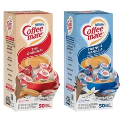 Coffee-mate Original, French Vanilla, Butterscotch And Snickers Dairy Free Liquid Creamer, .37 Oz., 4/Pack (700-00092)