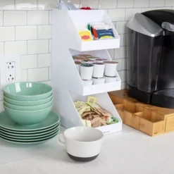 Mind Reader 'Fancy' Acrylic 3 Tier Condiment Organizer, White (3TCORG-WHT) -Bigelowining Shop sp155206033 s7