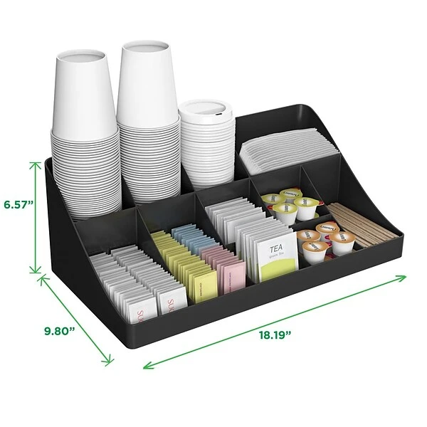 Mind Reader 11 Compartment Breakroom Condiment Organizer, Black (COMORG-BLK) 2 Mind Reader 11 Compartment Breakroom Condiment Organizer, Black (COMORG-BLK) - Image 2