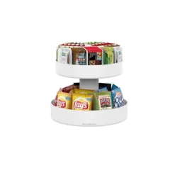 Mind Reader 'Supreme' Lazy Suzan 2 Tiered Breakroom Snack Organizer, White (SNACKCAR-WHT) -Bigelowining Shop sp169019629 s7