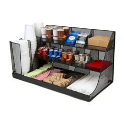 Mind Reader 3 Tier Large Breakroom Condiment Organizer, Black Metal Mesh (CMG2MESH-BLK 14)