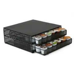 Mind Reader 72 Capacity Double K-Cup Storage Tray With Flower Pattern Metal Mesh, Black (DBMTRAY-BLK) -Bigelowining Shop sp169020238 s7