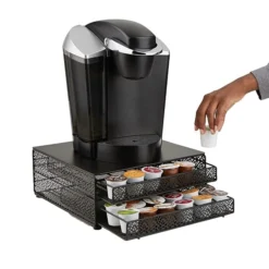 Mind Reader 72 Capacity Double K-Cup Storage Tray With Flower Pattern Metal Mesh, Black (DBMTRAY-BLK) -Bigelowining Shop sp169020243 s7