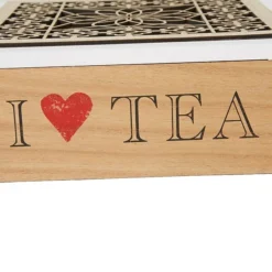 Mind Reader Tea Box Storage Holder With Wood Floral Pattern, Brown (TEABOX-BRN) -Bigelowining Shop sp169020395 s7