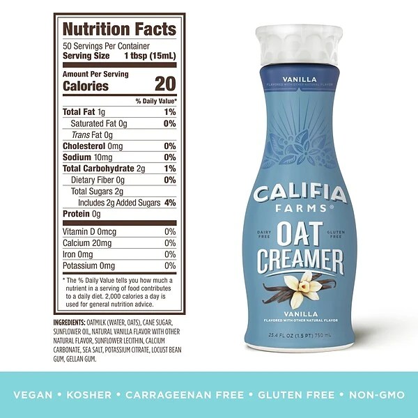 Califia Farms Hazelnut And Vanilla Dairy Free Liquid Creamer 25.4 Oz., 2/Pack (600-00282) 1 Califia Farms Hazelnut And Vanilla Dairy Free Liquid Creamer 25.4 Oz., 2/Pack (600-00282)