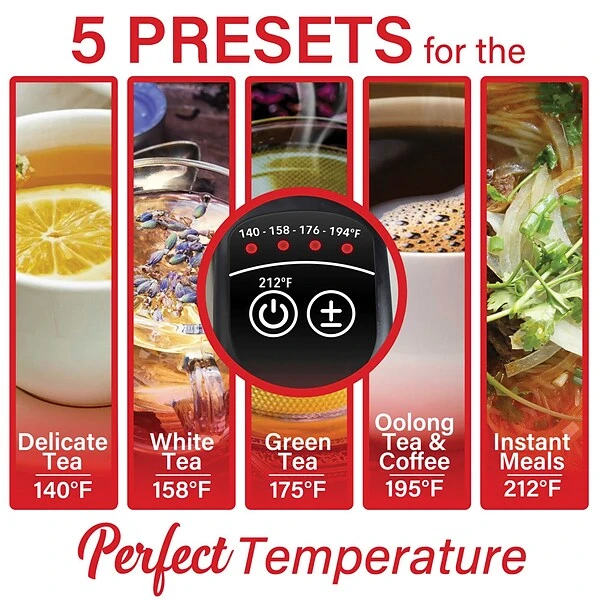 Brentwood Cordless Digital Stainless Steel Kettle With 5 Temperature Presets & Swivel Base, 1.79-Qt., (KT-1796DS) 5 Brentwood Cordless Digital Stainless Steel Kettle With 5 Temperature Presets & Swivel Base, 1.79-Qt., (KT-1796DS) - Image 5