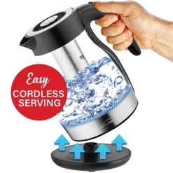 Brentwood Cordless Glass Electric Kettle With Tea Infuser And Swivel Base, 1.79-Qt., Black (KT-1962BK) -Bigelowining Shop sp182063192 s7