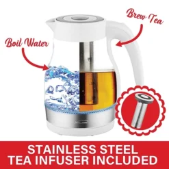 Brentwood Cordless Glass Electric Kettle With Tea Infuser And Swivel Base, 1.79-Qt., White (KT-1962W) 9 Brentwood Cordless Glass Electric Kettle With Tea Infuser And Swivel Base, 1.79-Qt., White (KT-1962W) -Bigelowining Shop sp182063197 s7