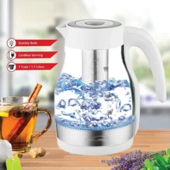 Brentwood Cordless Glass Electric Kettle With Tea Infuser And Swivel Base, 1.79-Qt., White (KT-1962W) 12 Brentwood Cordless Glass Electric Kettle With Tea Infuser And Swivel Base, 1.79-Qt., White (KT-1962W) -Bigelowining Shop sp182063200 s7