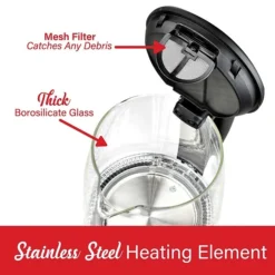 Brentwood Cordless Digital Glass Electric Kettle With 6 Precise Temperature Presets & Swivel Base, 1.79-Qt., (KT-1982DBK) -Bigelowining Shop sp182063210 s7