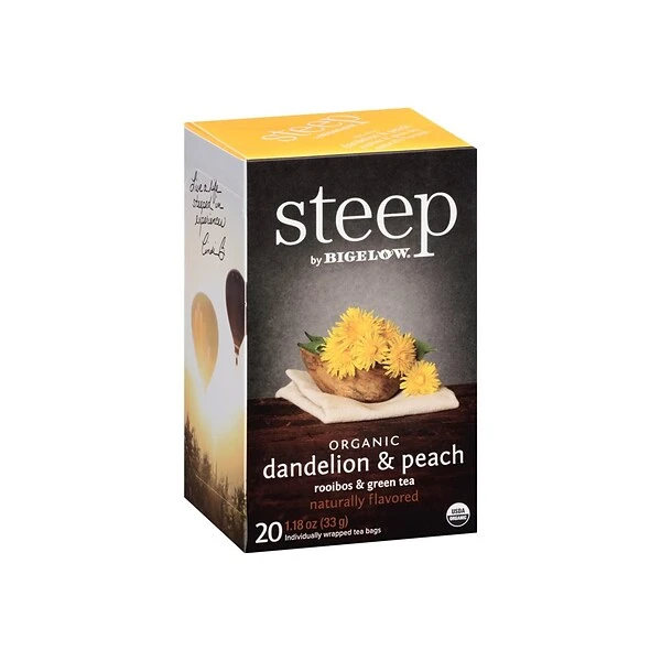 Bigelow Steep Dandelion & Peach Green & Rooibos Tea Bags, 20/Box (17715) 1 Bigelow Steep Dandelion & Peach Green & Rooibos Tea Bags, 20/Box (17715)