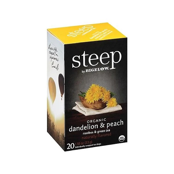 Bigelow Steep Dandelion & Peach Green & Rooibos Tea Bags, 20/Box (17715) 2 Bigelow Steep Dandelion & Peach Green & Rooibos Tea Bags, 20/Box (17715) - Image 2
