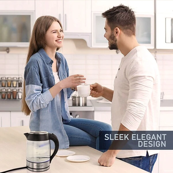 Mega Chef Glass/Stainless Steel Electric Tea Kettle, 1.8 Liter, Black/Silver (93596270M) 7 Mega Chef Glass/Stainless Steel Electric Tea Kettle, 1.8 Liter, Black/Silver (93596270M) - Image 7