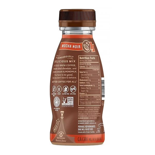 Califia Farms Cold Brew With Almond Milk Mocha Noir 10.5 Oz, 8/Pack (902-00446) 2 Califia Farms Cold Brew With Almond Milk Mocha Noir 10.5 Oz, 8/Pack (902-00446) - Image 2